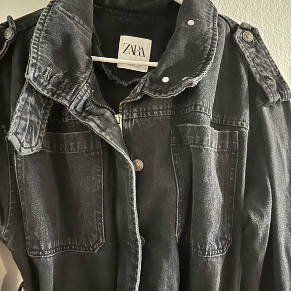 Black denim belted jacket/dress - Picture 1 of 2